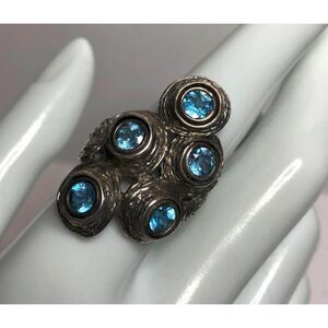 1534 HG Hagit Gorali Sterling silver 925 Blue topaz modernist ring sz 8 13.1g